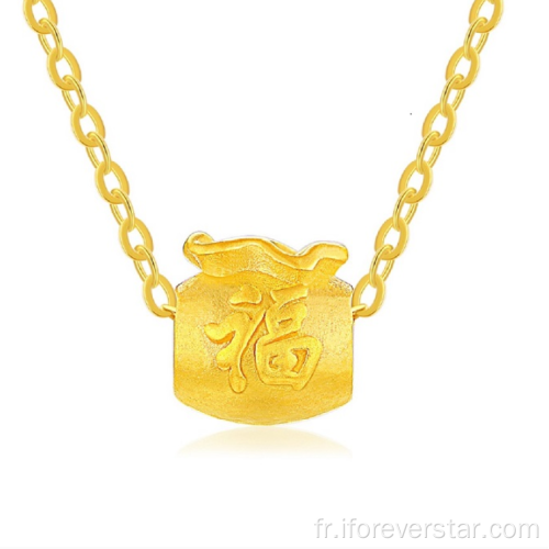 Collier de pendentif coeur en or pure 24k